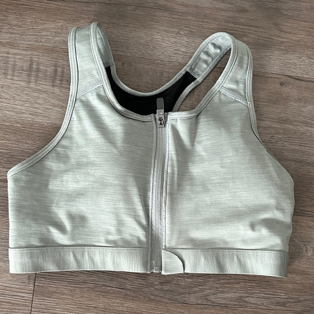 Nike Light Sage Front-Zip High Support Sports Bra